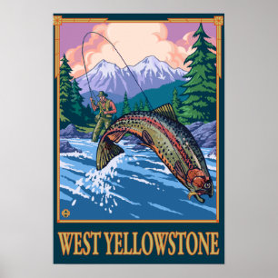 Flygfiskeplats - västra Yellowstone Poster