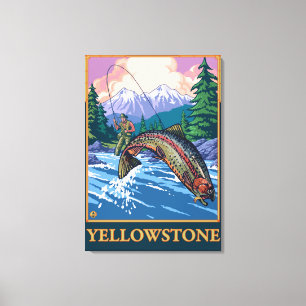 Flygfiskeplats - Yellowstone nationalpark Canvastryck