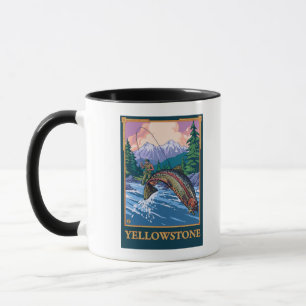 Flygfiskeplats - Yellowstone nationalpark Mugg