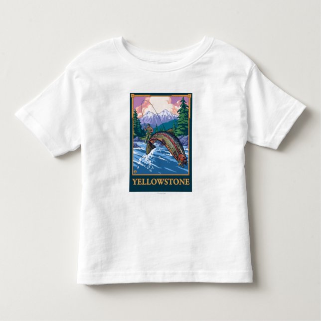 Flygfiskeplats - Yellowstone nationalpark T-shirt (Framsida)