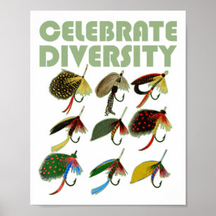 Flygfisket Firar Diversity Flies Vintage Funn Poster