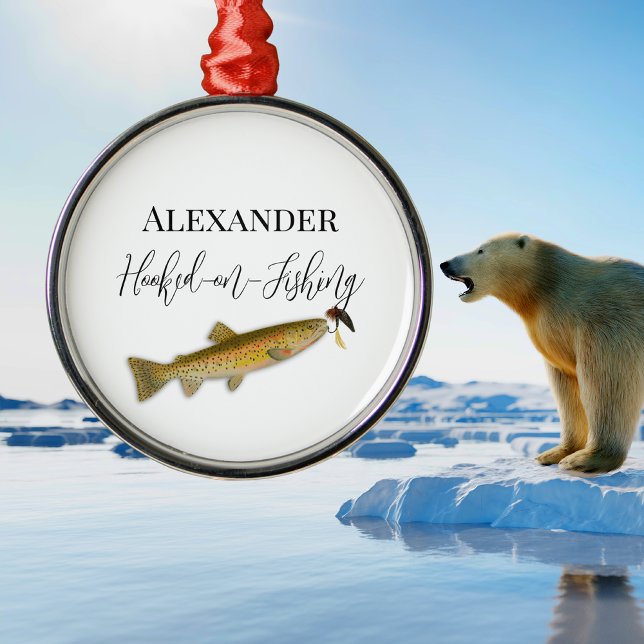 Flygfisket Fiskare Hat Julgransprydnad Metall (Skapare uppladdad)