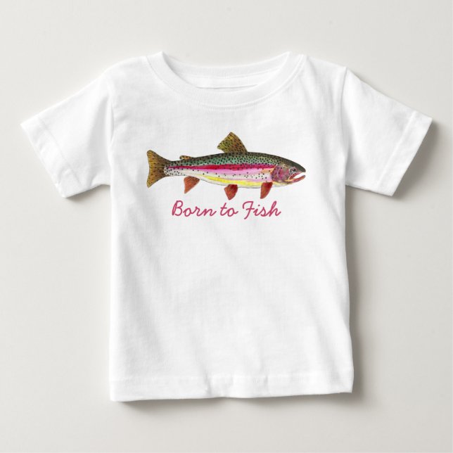 Flygfisket för kute-Rosa (född till fisk) Tee Shirt (Framsida)