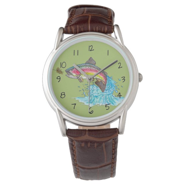 Flygfisket Jumping Rainbow Trout Armbandsur (Framsida)