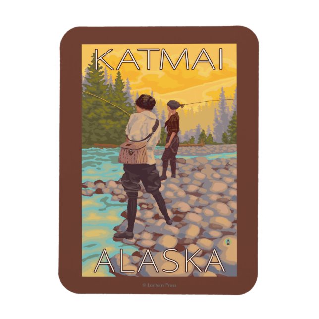 Flygfisket Kvinnor - Katmai, Alaska Magnet (Vertikal)