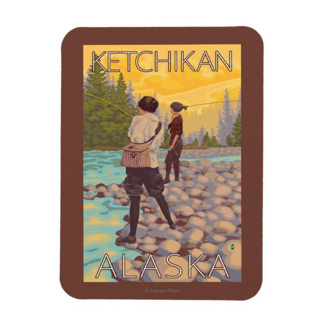 Flygfisket Kvinnor - Ketchikan, Alaska Magnet (Vertikal)
