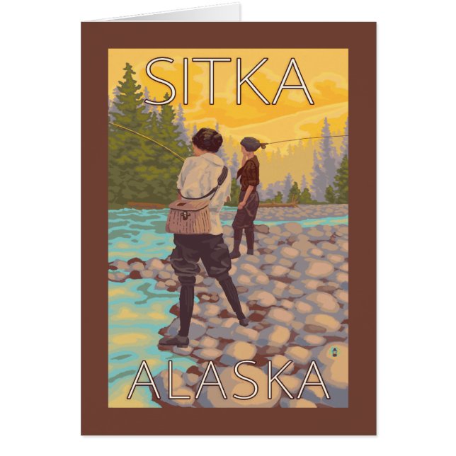 Flygfisket Kvinnor - Sitka, Alaska Hälsningskort (Framsidan)