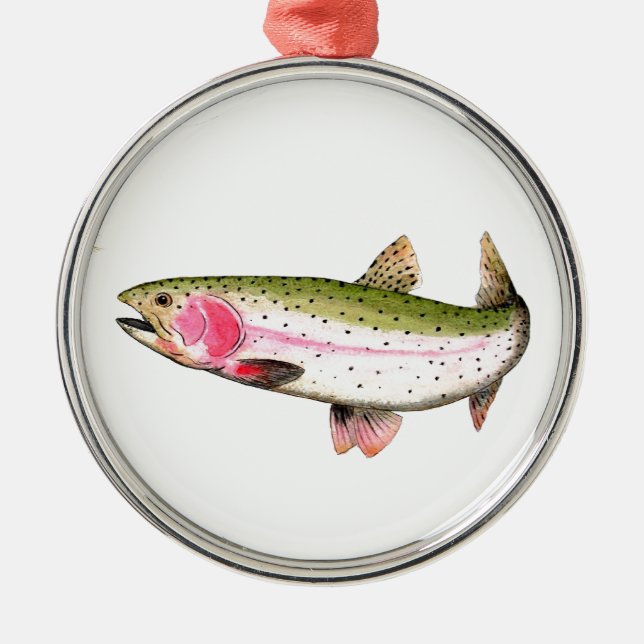Flygfisket Rainbow Trout Julgransprydnad Metall (Framsidan)