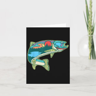 Flygfisket Retr för Vintage av naturtroutillustrat Kort
