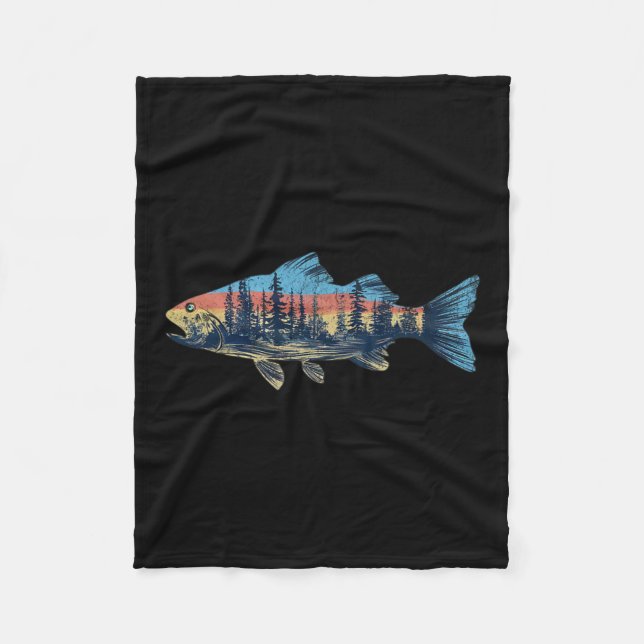 Flygfisket Trout Natature Outdoor Fisherman Wildli Fleecefilt (Framsidan)