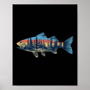 Flygfisket Trout Natature Outdoor Fisherman Wildli Poster