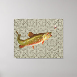 Flygfisket vintage regnbåge Trout Canvastryck