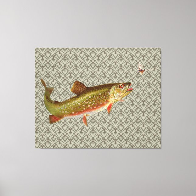Flygfisket vintage regnbåge Trout Canvastryck (Framsida)