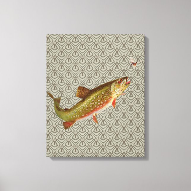 Flygfisket vintage regnbåge Trout Canvastryck (Framsida)