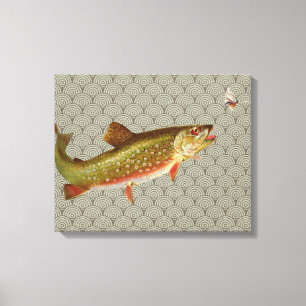 Flygfisket vintage regnbåge Trout Canvastryck