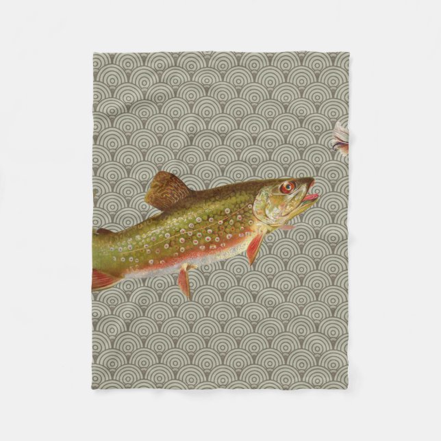 Flygfisket vintage regnbåge Trout Fleecefilt (Framsidan)