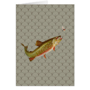 Flygfisket vintage regnbåge Trout Hälsningskort