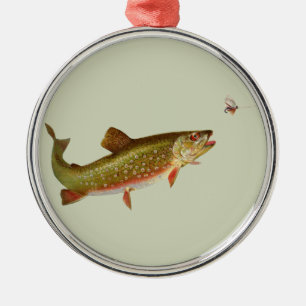 Flygfisket vintage regnbåge Trout Julgransprydnad Metall
