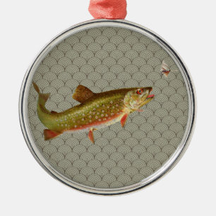 Flygfisket vintage regnbåge Trout Julgransprydnad Metall