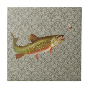 Flygfisket vintage regnbåge Trout Kakelplatta