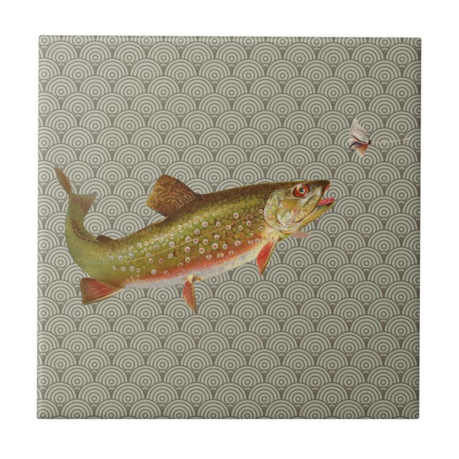 Flygfisket vintage regnbåge Trout Kakelplatta (Framsidan)
