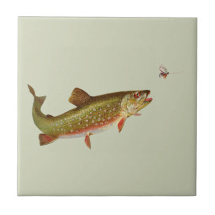 Flygfisket vintage regnbåge Trout Kakelplatta