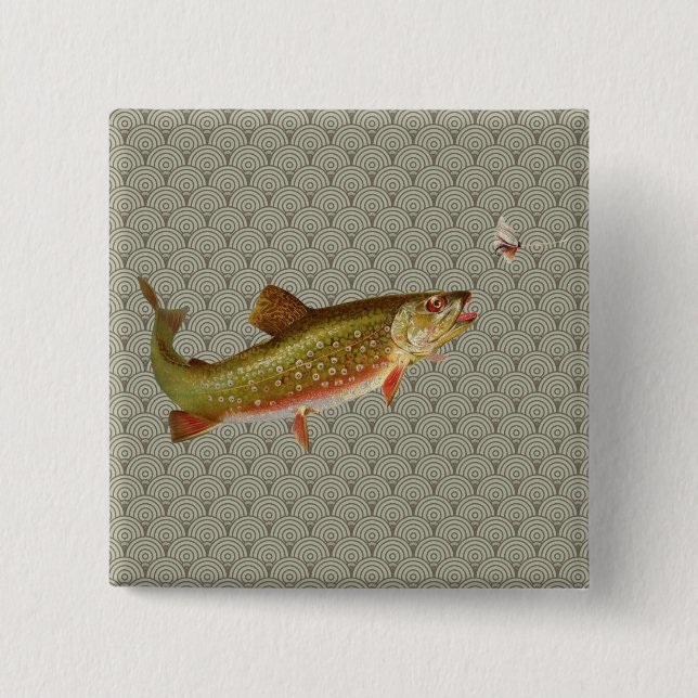 Flygfisket vintage regnbåge Trout Knapp (Framsida)