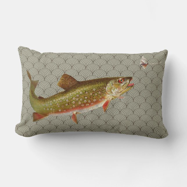 Flygfisket vintage regnbåge Trout Lumbarkudde (Framsida)