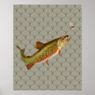 Flygfisket vintage regnbåge Trout Poster