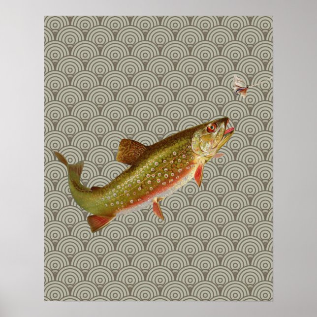 Flygfisket vintage regnbåge Trout Poster (Framsidan)