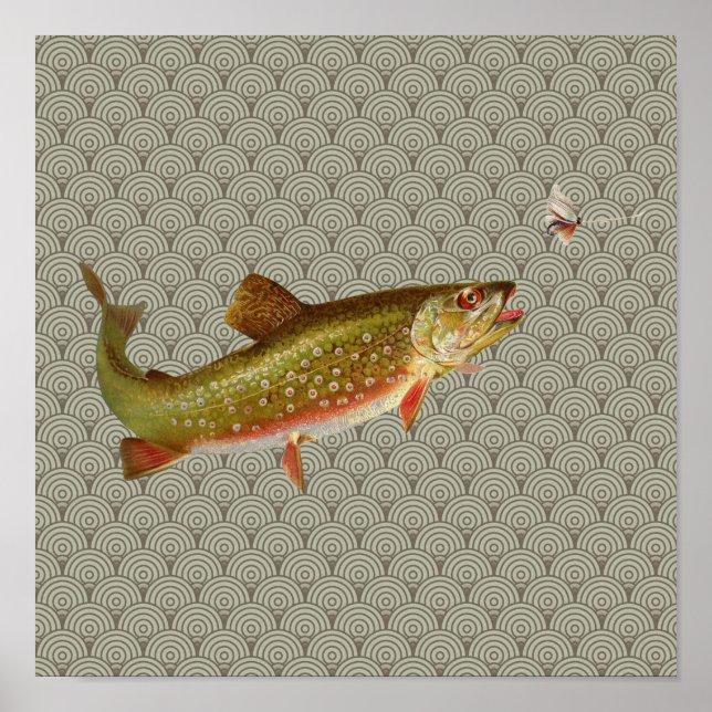 Flygfisket vintage regnbåge Trout Poster (Framsidan)