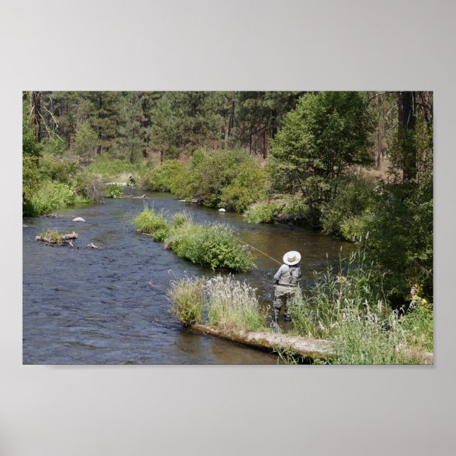Flygfisket Woman vid Metoliusfloden, Oregon Poster (Framsidan)