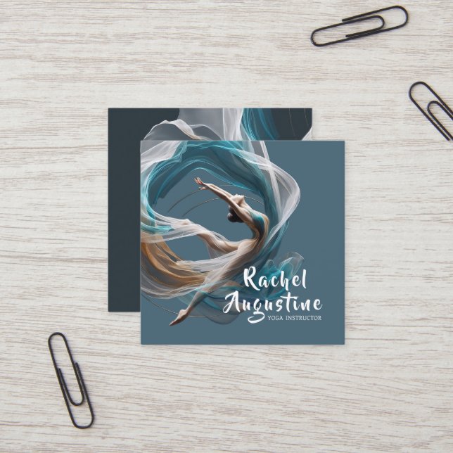 Flygflygande Luft Yoga Instructor Pilates Fitness Fyrkantigt Visitkort (Fram/Back In Situ)