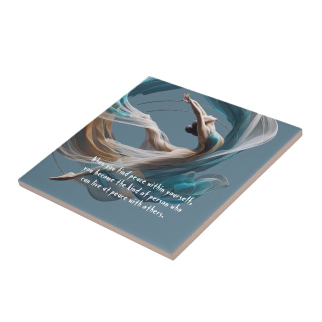 Flygflygande Luft Yoga Instructor Pilates Fitness Kakelplatta (Sidan)