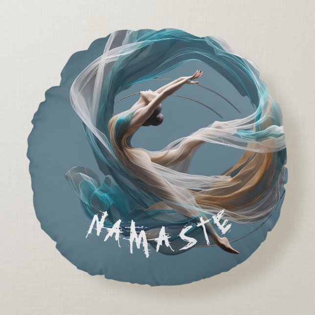 Flygflygande Luft Yoga Instructor Pilates Fitness Rund Kudde (Framsidan)