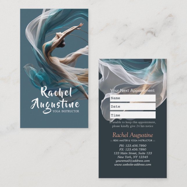 Flygflygande Luft Yoga Instructor Pilates Fitness Tidsbeställning Kort (Fram/baksida)