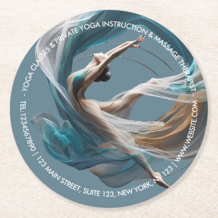 Flygflygande Luft Yoga Instructor Pilates Fitness Underlägg Papper Rund