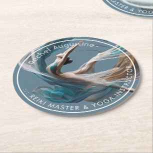 Flygflygande Luft Yoga Instructor Pilates Fitness Underlägg Papper Rund