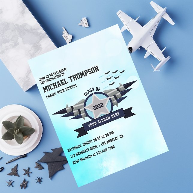 Flygfordons temaStudentfest Inbjudningar (Airforce Graduation Party Invitation)