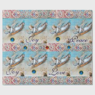 FLYGFÖRINGSANGEL RED BLUE GEMSTONES Julafton Presentpapper