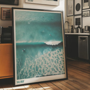 Flygfoto Surfning Fotografi Oceanvåg Vägg Poster