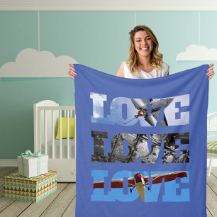 Flygfoton i LOVE ram, Aviation Enkel Fleecefilt
