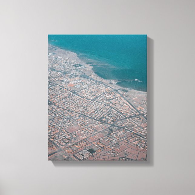 Flygfotot av staden vid havet canvastryck (Framsida)