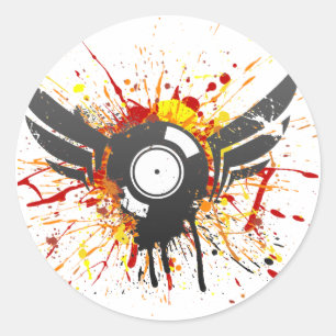 Flyggrafittirekord - ljudsignal DJ-vinyl för musi Runt Klistermärke