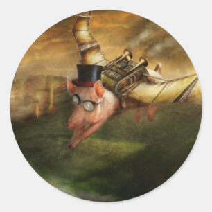 Flyggris - Steampunk - flygswinena Runt Klistermärke
