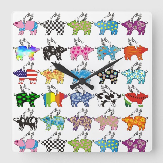 flyggrisen tar tid på fyrkantig klocka (Framsida)