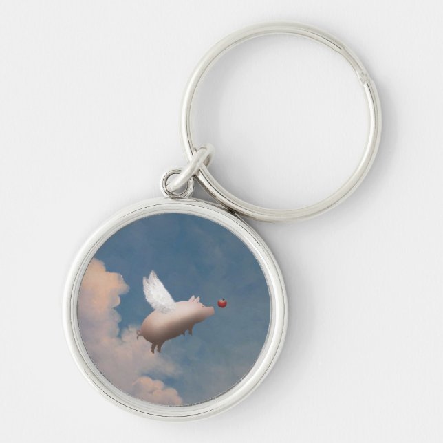 flyggriskeychain rund silverfärgad nyckelring (Framsidan)