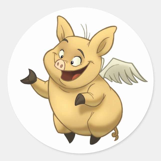 Flyggrisklistermärkear Runt Klistermärke (Framsida)