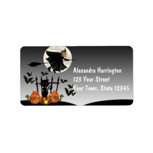 Flyghäxa Halloween Adressetikett