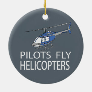 Flyghelikoptrar för piloter julgransprydnad keramik
